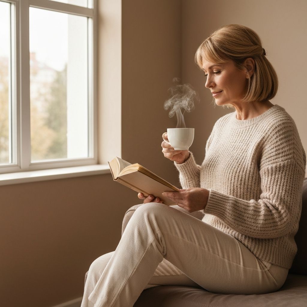 Woman reading during midlife transition